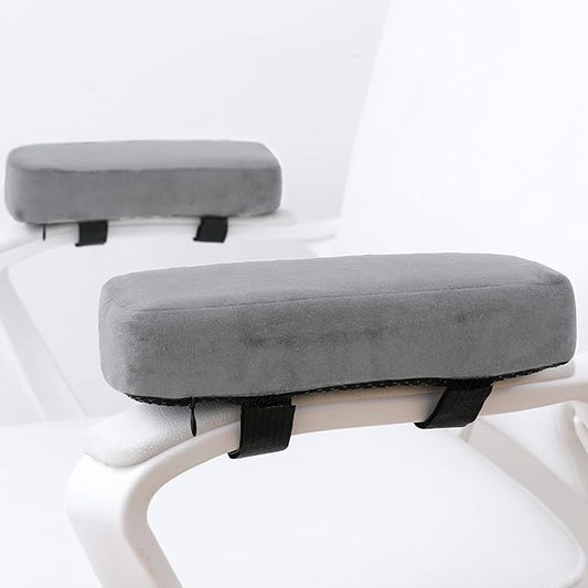 LargeLeaf Extra Thick 2 Inches Chair Cushions - Elbow Pillow Pressure Relief for Office and Gaming Chairs - Memory Foam Armrest Pads 2-Piece Set (Gray)