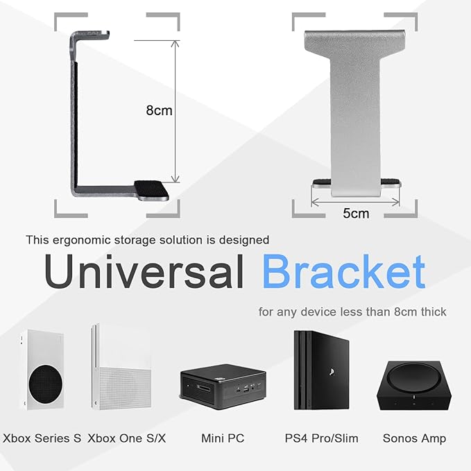 IFCASE Metal Under Desk Shelf Mount Holder for Laptop, Xbox Series S, Xbox One S/X, PS4 Slim/Pro, Desktop Mini PC, Wireless Amplifier, CalDigit TS4 (Silver)