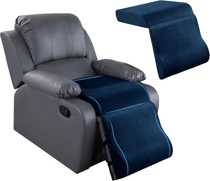 HOMBYS Foam Recliner Cushion with Leg Pillow for Elderly Large Square Seat Cushion Wave Shape Footrest for Armchairs Couch, Medium Thick & Supportive, Non-Slip Design, Sapphire Blue