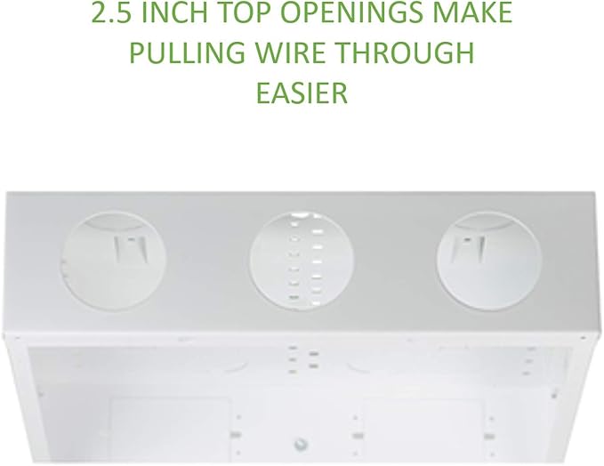 Legrand - On-Q 28-Inch Structured Wiring Enclosure with Screw-On Cover - in-Wall 20-Gauge Media Box with 2.5" Wire Pass Throughs & 2X Outlet Knockouts - Glossy White - EN2800