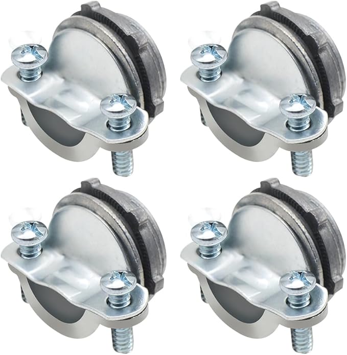 MAKERELE 4-Pack UL Listed 1/2 Inch Clamp Type Cable Connectors - Zinc Alloy for Metallic Conduit - Premium Zinc Die-cast Connectors for Secure Cable Installation