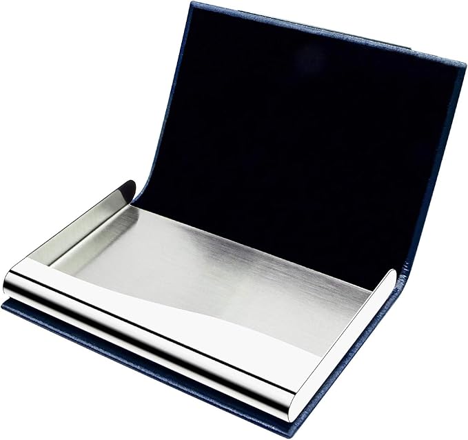 Padike Business Card Holder, Faux Leather Wallet with RFID Protection, V-Blue, Unisex