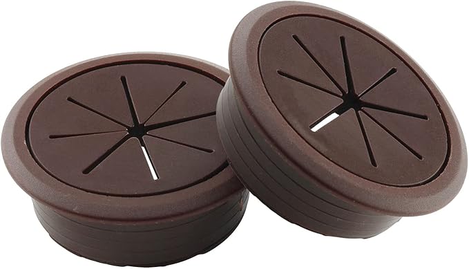 HJGarden 2PCS 50mm Desk Grommets Wire Hole Cover Flexible Desk Cord Organizer for Office PC Cable Managing and Hiding, Brown