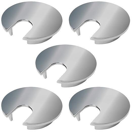 Electriduct 2" Metal Desk Grommet Cable Hole Cover Wire Cord Organizer | Chrome Polished (5 Pack)