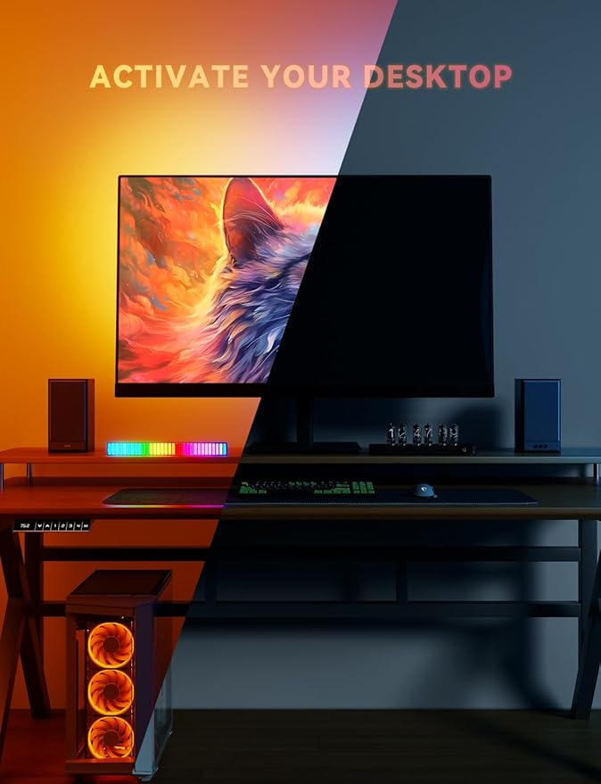 Soleil X6 LED Monitor Backlight for PC & Mac, Strip Light Sync to 24″-34″ Screens, Ambient Lighting for Games/Movies/Music, Dual USB Ports, Software Control with Built-in AI Function (For 34″ Monitor)