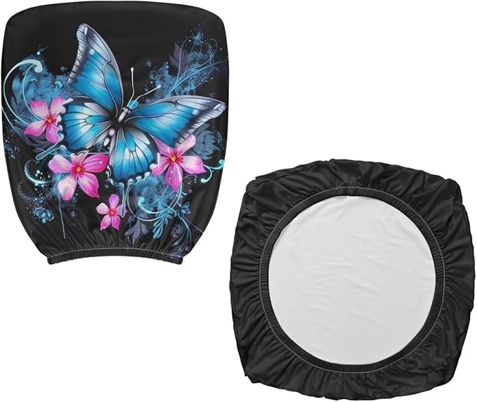 Butterfly Flower Office Chair Covers Stretchable Office Chair Seat Cover 2 Piece Washable Gaming Chair Cover Universal Fit Wheelchairs,Computer Chairs,Gaming Chairs Blue