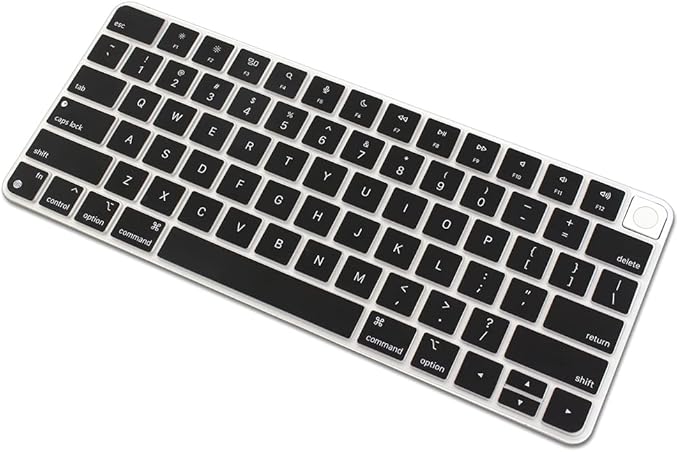 ProElife Keyboard Cover Skin for 2024-2021 Apple Magic Keyboard 3 with Touch ID A3118 A2449 Ultra Thin Silicone Keyboard Protector for iMac 24'' / Mac mini M4 M2 M1 Chip Keyboard Accessories (Black)