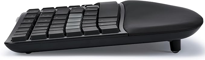 KINESIS mWave Quiet Ergonomic Keyboard for PC (Black) | Quiet Mechanical Switches | Bluetooth & USB | Programmable | Backlit | Windows Modifiers & Hotkeys