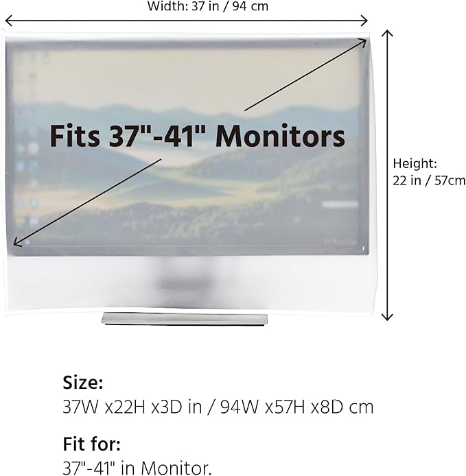 Monitor Dust Cover Protective See-Through Lightweight Waterproof Case for 37"-41" Computer Monitor LCD/LED Screen (37W x22H x3D)