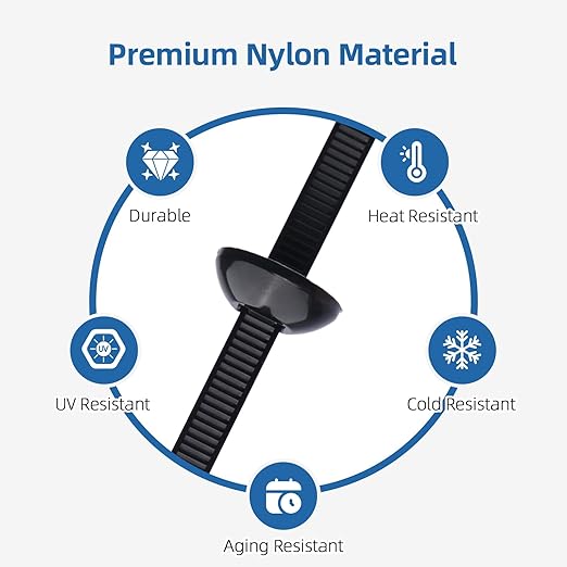 200 Pcs Nylon Universal Cable Tie Buckle for Car - Self-Locking and Easy Install Zipper Clips with Pin & Button Design - UV-Resistant Fixion Tools Zip Tie for Quick and Effortless Car Daily Repair