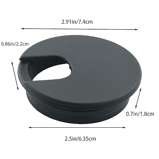 6PCS Black Plastic Desktop Cable Hole Cover Grommets 2.5 Inch Cord Organiser Threading Box/Computer Desk Decorative Ring