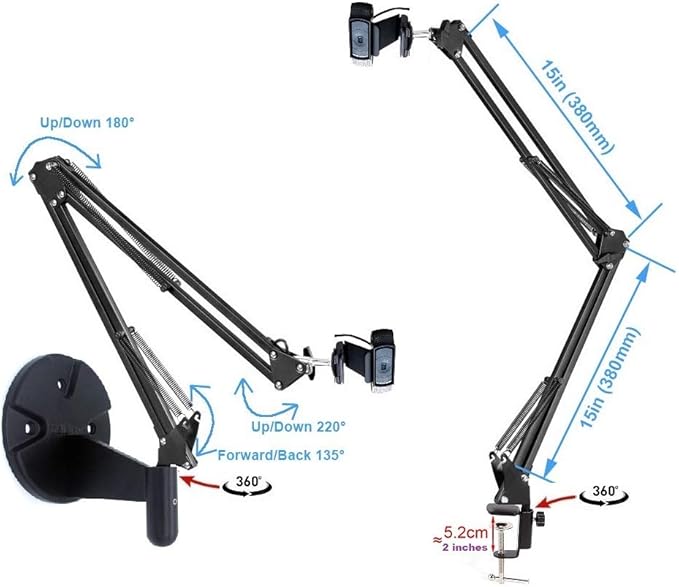 AceTaken Webcam Stand Kit, 2in1 Wall Mount and Clamp Arm Holder for Logitech C920 C920s C922x C930e C925e Brio