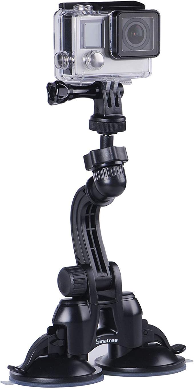 Smatree Double Suction Cup Mount, Car Mount Compatible for OSMO 360/Gopro hero 13/12/11/10/9/8/7/Max/6/5/4/3+/3, for DJI OSMO Action Camera 5 pro 4/3, Insta 360,Greater Suction Power (Updated Version)