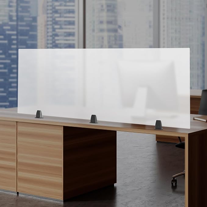 Desk Privacy Panel, Desk Divider, Desks Partition, Frosted Acrylic Desktop Privacy Panel with Stable C-Clamp for Home Office School Retail Clinic (1Pcs, 60 * 22 * 2in)