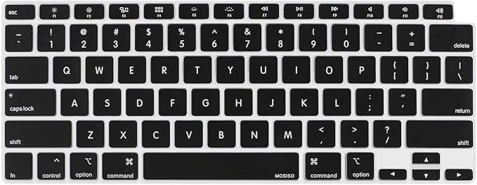 MOSISO Keyboard Cover Compatible with MacBook Air 13 inch 2022 2021 2020 Release A2337 M1 A2179 Retina Display with Touch ID Backlit Magic Keyboard, Waterproof Protective Silicone Skin, Black