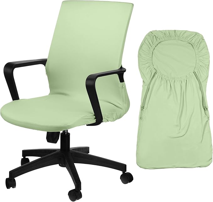 Tallew Office Chair Cover Stretchable Computer Universal Chair Seat Covers Removable Desk Chairs Slipcovers Washable Office Cushion Backrest for Rotating(Green)