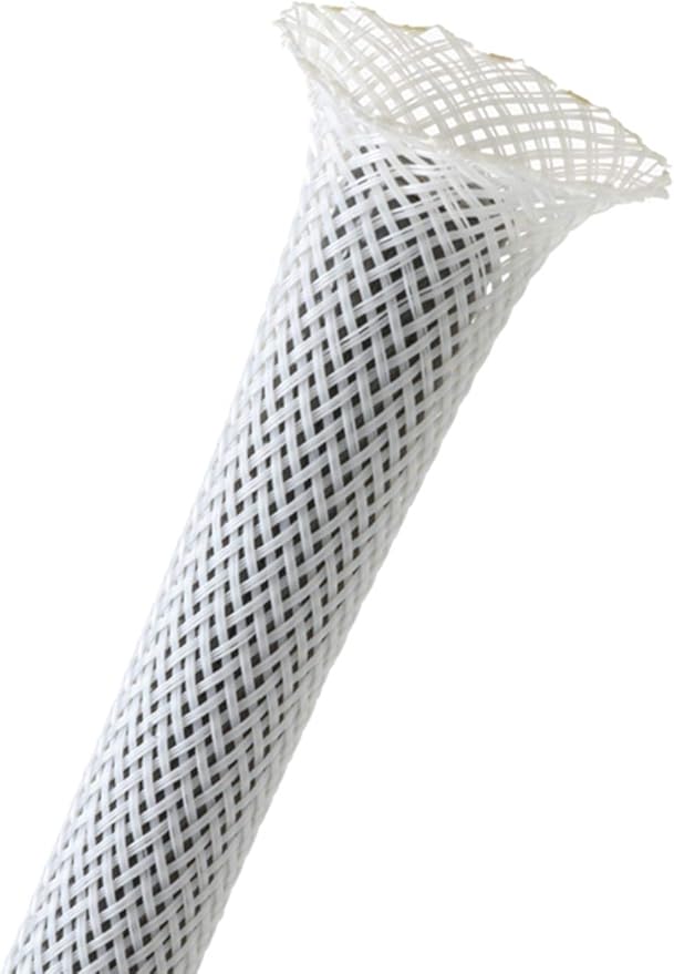 1" PET Expandable Braided Sleeving - Color: White - Length: 250FT