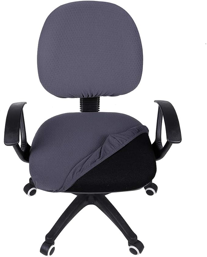 Smiry Stretch Jacquard Office Computer Chair Covers, Removable Washable Universal Desk Rotating Chair Slipcovers Protector, Seat + Backrest Cover, Dark Grey