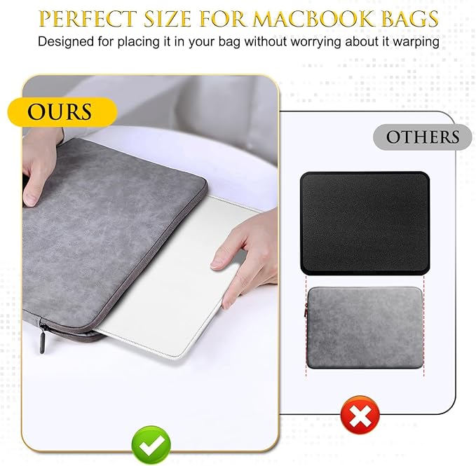 JIKIOU Mouse Pad with Non-Slip Rubber Base, Premium-Textured & Washable Computer Mousepad with Stitched Edges, Mouse Pads for Computers, Laptop, Gaming, Office & Home, 10.2 x 8.3 in Grey with White