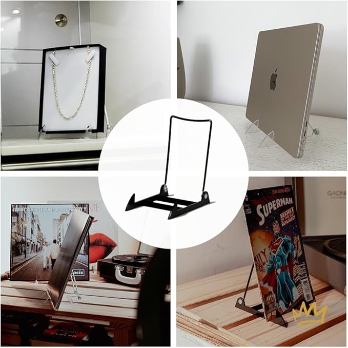 KINGDOM SOLUTIONS 2-Pack Adjustable Acrylic Easels - Plate Stand - Sturdy Book Stand for Art, Pictures, Plates, Frames - Unique on the Market