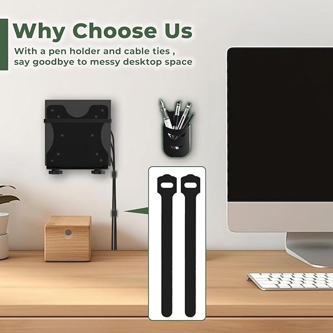 Adjustable Thin Client Mini PC Vesa Mount to Wall, Under Desk, Attached to Monitor Arm and Stand Pole for HP, Dell, Bosgame Ryzen 5, GMKtec K11, Bmax B3, KAMRUI E3B, NUC, Mac mini and Small CPUs