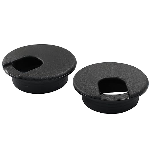 Bivethoi 5pcs 2 inch Desk Wire Cord Cable Grommets Hole Cover for Office PC Desk Cable Cord Organizer Plastic Cover Black(U Shape)
