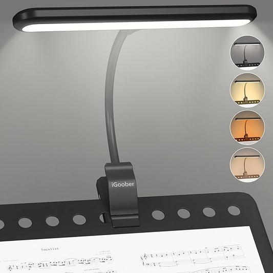 28 LED Music Stand Light, 1/2/4 Pack Clip on Piano Lights, Eye Caring & Blue Light Blocking, USB-C Rechargeable, 4 Color x 3 Brightness, Perfect for Musician, Piano, Keyboard, Orchestra