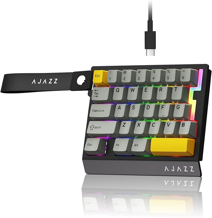 AJAZZ AK029 Wired One Handed Gaming Keyboard,Magnetic Switch, Adjustable Trigger Force, 8KHz Polling, 29 Keys Rapid Fast Mechanical Keyboard, RGB Backlight, SOCD & DKS, Aluminum Plate