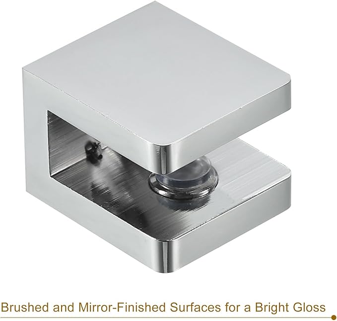 Uxcell Glass Shelf Clamp - 10 Pcs Brass Adjustable Brackets for 5-8mm Thick Glass, Silver