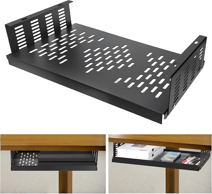Adjustable Under Desk Mount for Small Form Factor SFF Computers and PCs, Product Using Space 17.3" x H 6" x D 12", Compatiblet with PlayStation 4(6 inch High)