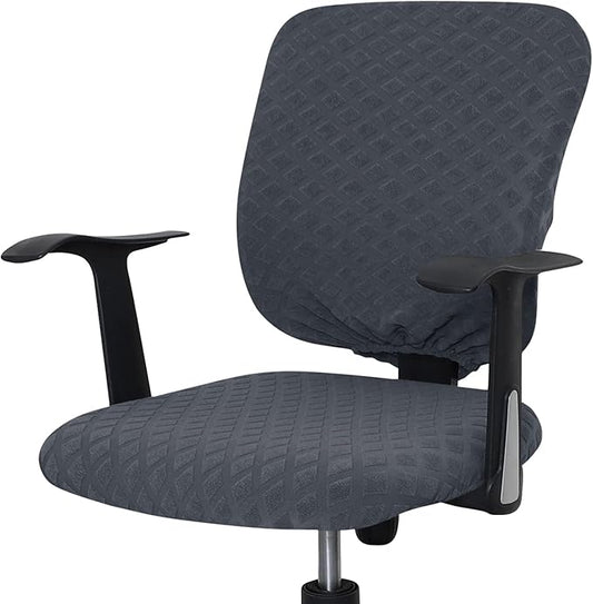 Office Chair Cover Universal Rotating Chair Slipcovers Stretch Removable Protector Computer Chair Seat Cover (Grey, Chair Seat Cover + Backrest Cover)