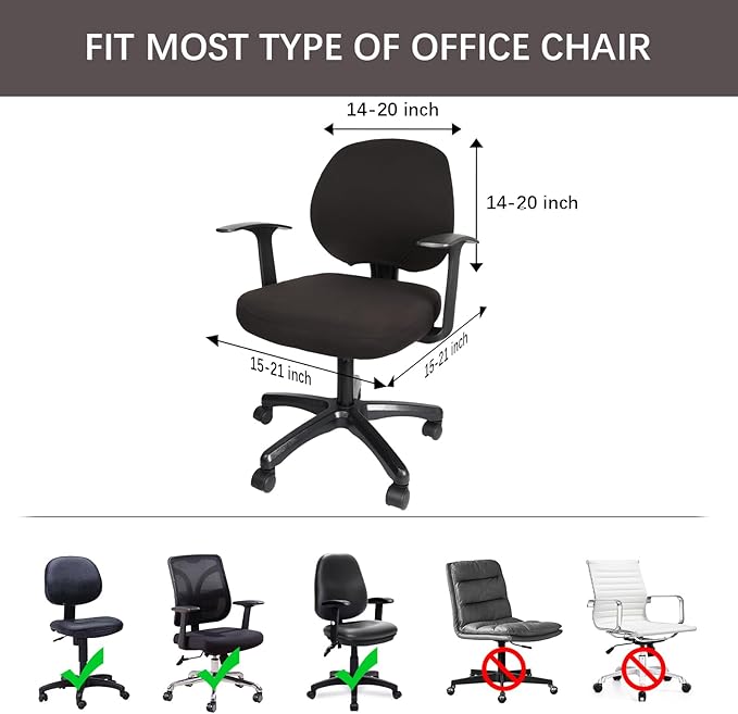 WOMACO Office Computer Chair Cover, Stretch Universal Rotating Rolling Desk Chair Slipcover, Stretchable Office Chair Seat Protector (Coffee)