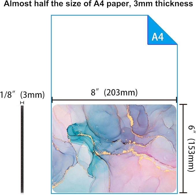 Audimi Small Mouse Pad 6 x 8 Inch, Mini Mouse Pad Thick for Laptop Wireless Mouse Home Office Travel, Portable & Washable (Colorful Marble)