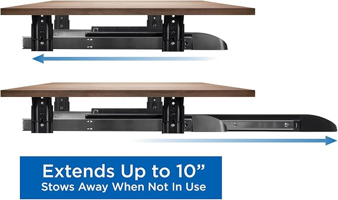 Mount-It! Under Desk Keyboard Tray, Slide-Out Keyboard & Mouse Drawer, 21" W × 11.75" D, Adjustable Height Platform with Left or Right Mouse Tray, Bolt-On Under Desk Keyboard Holder for Home Office