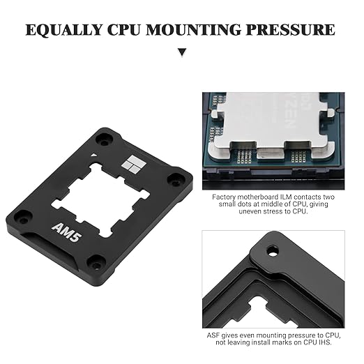 Thermalright AM5 Secure Frame Black V2 CPU Holder, AM5 Corrective Anti-Bending Fixing Avoiding capacitors, AM5 Secure Frame, AM5 Anti-Bending Contact Frame(ASF Black V2)