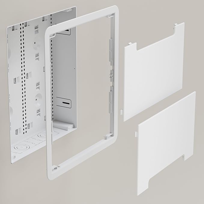Legrand - OnQ Cable Management, In-Wall Media Box, Dual Purpose Structured Wiring Enclosure with Mounting Bracket, Home Networking Panel, 17 inch, White, ENP1705NAV1