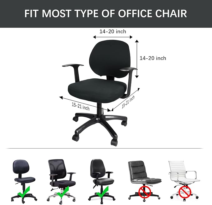 WOMACO Office Computer Chair Cover, Stretch Universal Rotating Rolling Desk Chair Slipcover, Stretchable Office Chair Seat Protector (Black)