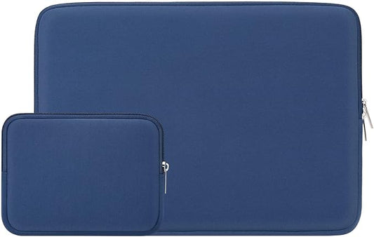 RAINYEAR Laptop Sleeve Case Compatible with 13.3 Inch Notebook Computer Tablet Chromebook 14" MacBook Pro/Max M1 M2 M3 M4 M5 Soft Carrying Bag Protective Cover with Accessories Pouch (Navy Blue)