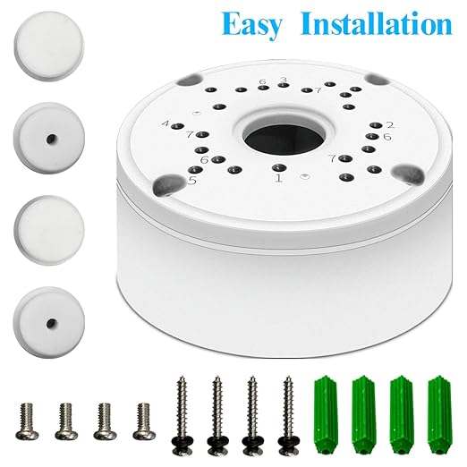 OOSSXX Metal Junction Box Mount Bracket, Universal for Bullet Security Camera, Aluminum Waterproof Hide Cable Junction Box Compatible with Solar Panel, Fits Wall Ceiling (White 1-Pack)