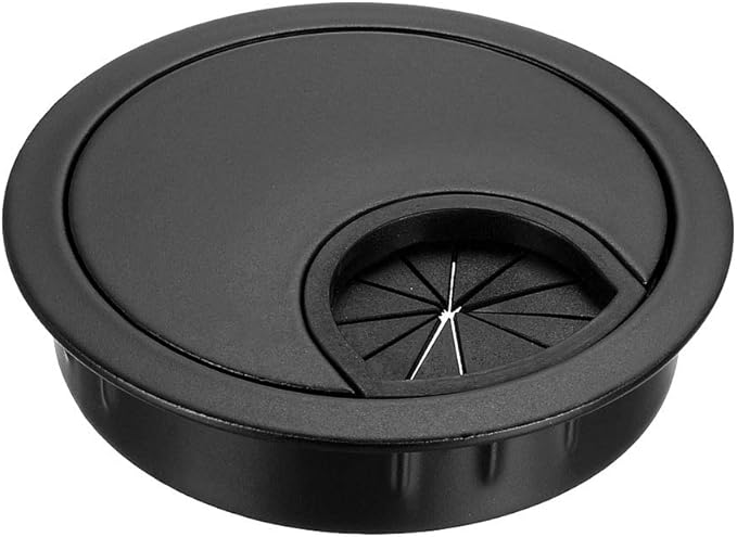 uxcell Cable Hole Cover, 2.1Inch/53mm Zinc Alloy Desk Wire Cord Cable Grommets Hole Cover for Office PC Desk Cable Cord Organizer, Black