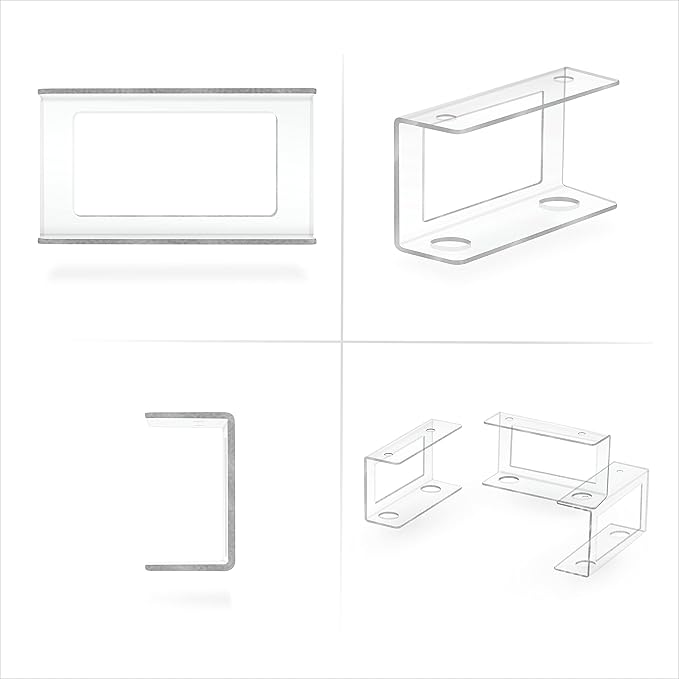 BRAINWAVZ Transparent Under Desk Laptop Holder Mount with Adhesive & Screw in, Devices Upto 1.8" Thick for Laptops, Macbooks, Surface, Cable Box, Routers, Keyboard, Modems, Network Switch & More