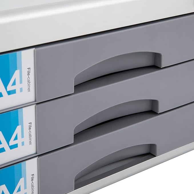Desktop Drawer Organizer Lockable File Cabinet with Drawers Unit Office Desk Storage Organzier for Documents Papers Mail Notebooks Stationery (3-layer)