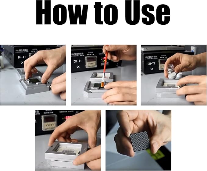 Adjustable BGA Reballing Station Kit HT-90 Aluminum Alloy Stencil Holder for Laptop CPU Phone Repair Diagonal Solder Ball Jig with Drainage Channel 9-43mm