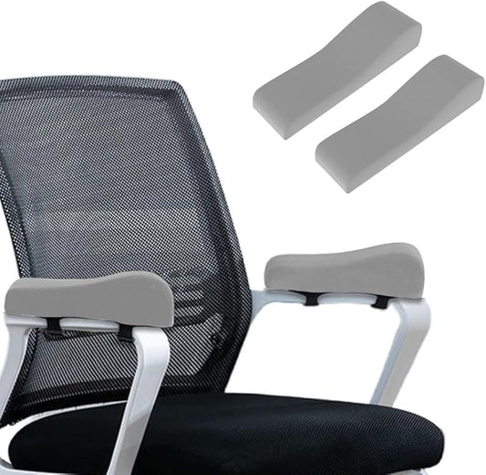 2 Pack Office Chair Armrest Pads Covers,Arm Rest Pad with Memory Foam Elbow Pillow for Forearm Pressure Relief, Arm Rest Covers for Office Chairs, Wheelchair, Comfy Gaming Chair (Grey)