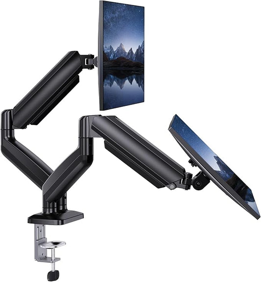 HUANUO Dual Monitor Mount for 2 Monitors up to 30 inches, Each Arm Holds Max 22lbs, Dual Monitor Stand with Advanced System, Height-Adjustable/Tilt/Swivel/Rotate, VESA Standard 75mm or 100mm