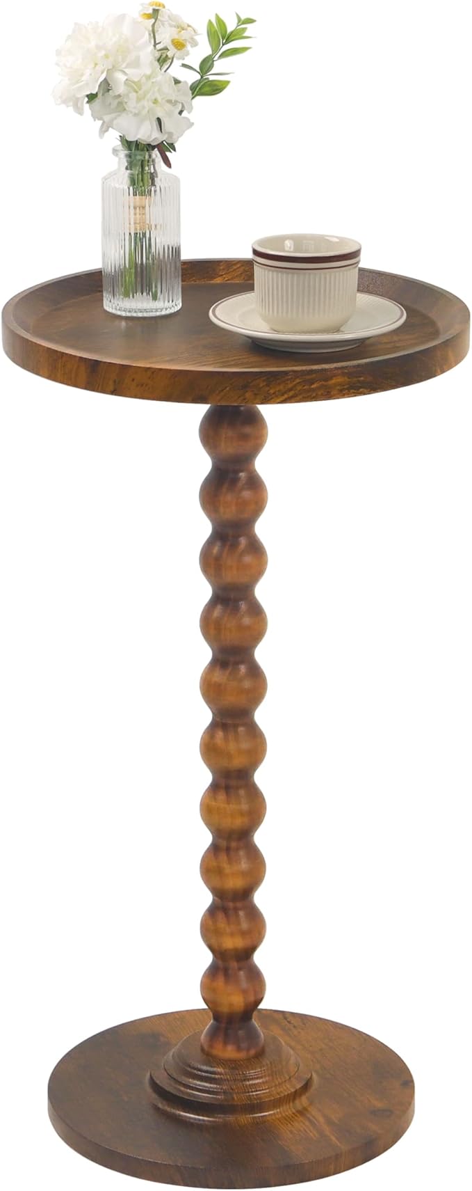 AWASEN Small Side Table, Round End Table for Small Spaces, Round Drink Accent Table Nightstand for Bedroom, Living Room, Corners, Office, Rustic Brown