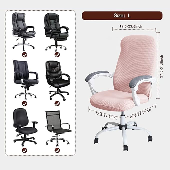 FORCHEER Large Office Chair Covers Stretchable XL Office Chair Cover, Big and Tall Computer Chair Covers (Large,Pink)