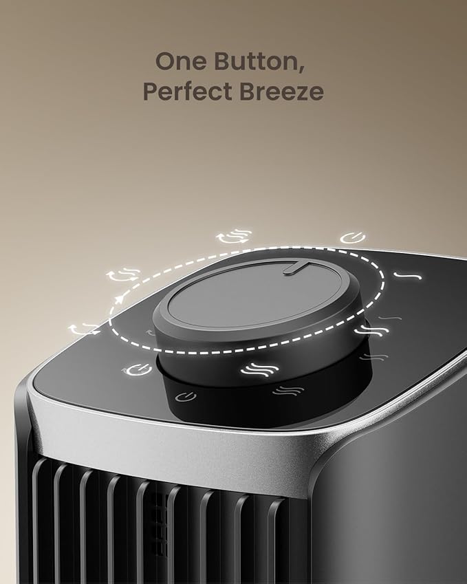 PNTCK Fan for Bedroom, 13" Tower Fan with Remote, 4 Modes 3 Speeds Max 23ft/s, 70° Oscillating Desk Fan, Bladeless Standing Fan, Portable Fans, Cooling Fans for Office, Home Medium-13”-Knob