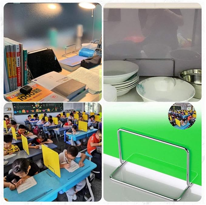 2PCS Punch-Free Base Baffle Desk Divider Clamps Privacy Panel Bracket Holder DEST Partition Support Glasses Screen Clips, Small Bright White