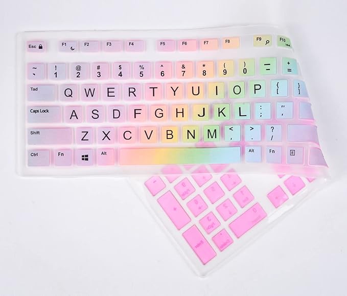 Color Keyboard Cover Skins Compatible with DELL KM636 KB216 Wired Keyboard & DELL Optiplex 5250 3050 3240 5460 7450 7050 & DELL Inspiron AIO 3475/3670/3477 All-in one Desktop(Rainbow 11)